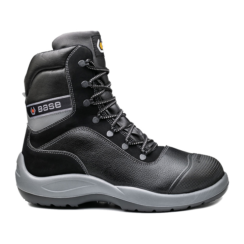 BASE Bach S3 CI Sicherheitsstiefel B0120 von BASE, schwarzer Sicherheitsstiefel mit hohem Schaft, robuster Zehenschutzkappe und rutschfester Sohle