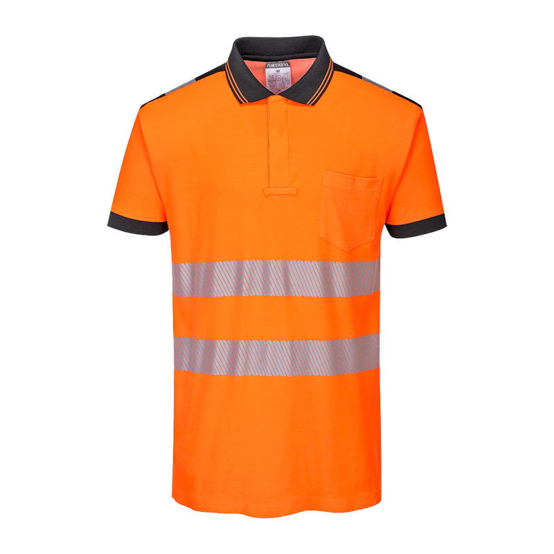 PortWest T180 Warnschutz Polo Shirt kurzarm Cotton Comfort Klasse 2