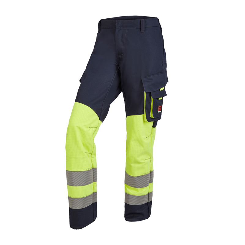 Rofa Multi-Light HI-VIS I 2635 MultiNorm Damen Hose 4 kA + 7 kA APC2 in Navy und Warngelb mit Reflexstreifen und Beintasche