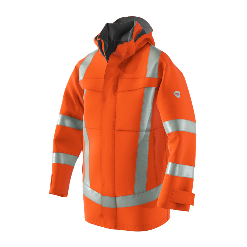 Orange BP 2230 Hi-Vis MultiNorm Wetterschutz Jacke 4 kA + 7 kA | APC2 von BP Bierbaum Proenen mit Kapuze und Reflexstreifen