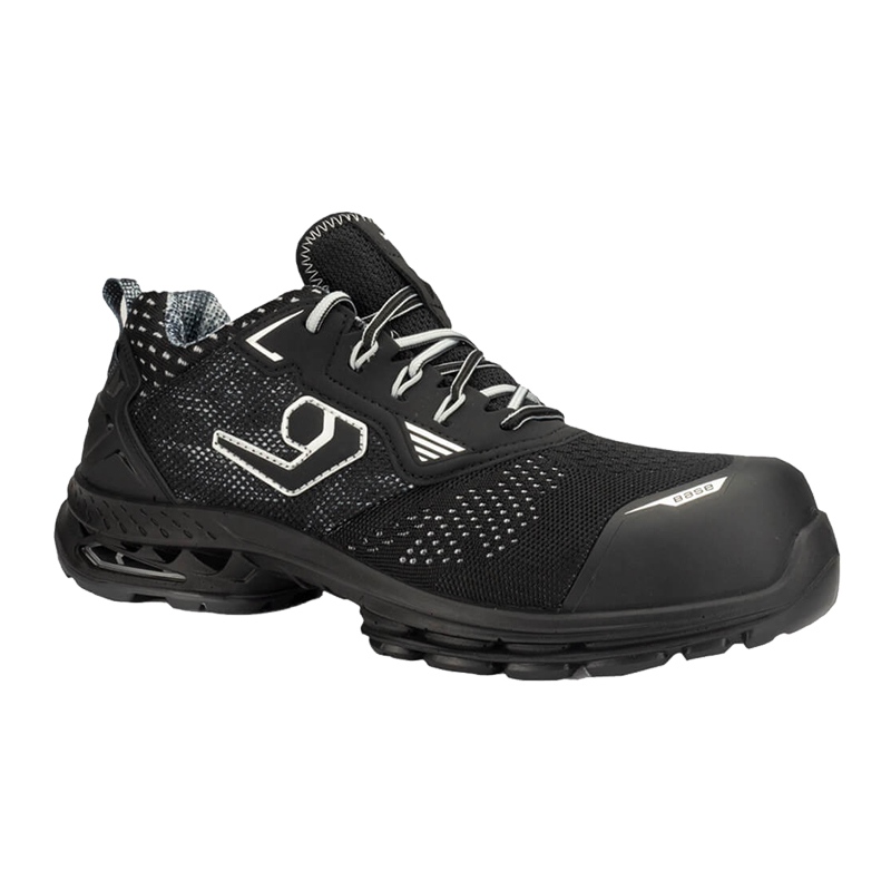 BASE London S1PS Sicherheitsschuhe B1704B metallfrei, schwarzer ESD-Arbeitsschuh mit sportlichem Design, leichtem Mesh-Obermaterial und hohem Tragekomfort