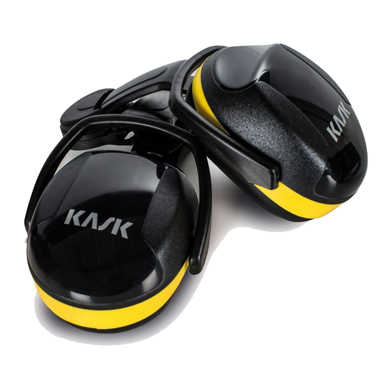 KASK SC2 Kapselgehörschutz für EU Slot 30 mm mit 29 dB(A), schwarzer und gelber Gehörschutz für KASK-Helme bei mittleren bis hohen Lärmbelastungen