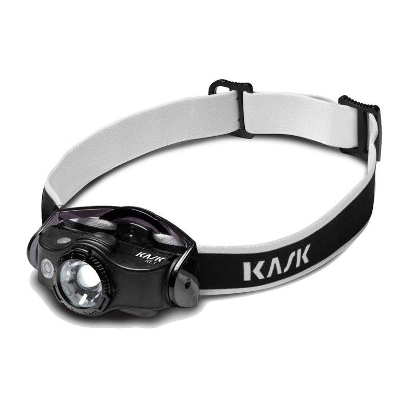 KASK KL-1 Head Lamp Stirnlampe IP54 für Industriehelme, schwarze LED-Arbeitsleuchte mit elastischem Kopfband und 2 Funktionen