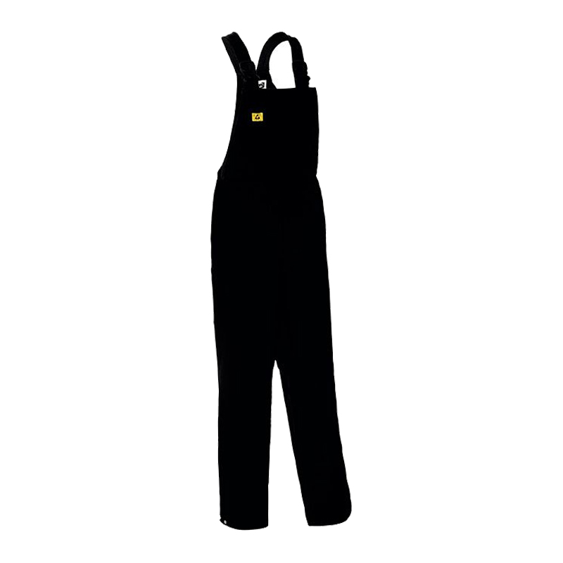 Schwarze Mimoza ESD Latzhose für EPA-Bereiche mit 10⁵ bis 10⁷ Ohm, antistatisch nach EN 61340