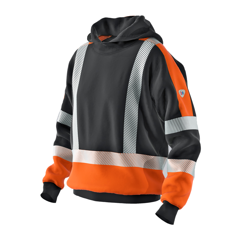 BP Bierbaum Proenen BP 2226 Hi-Vis MultiNorm Sweat Shirt mit Kapuze 4 kA APC1 in Schwarz-Orange mit Reflexstreifen
