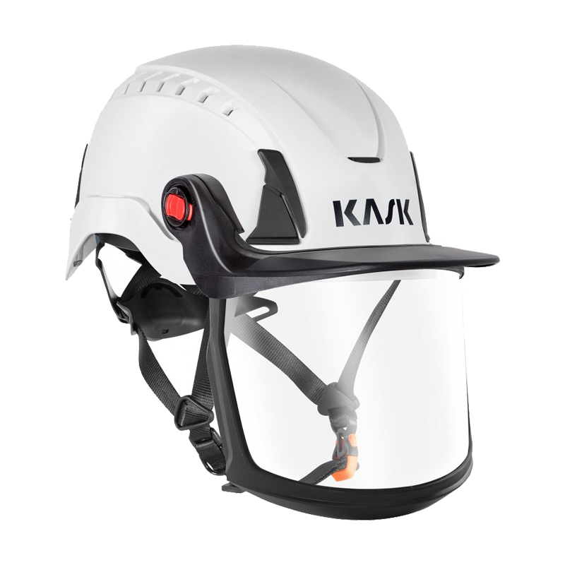 KASK ZEN FF Full Face Visier für Zenith-X Helme von Kask nach EN 166, transparentes Gesichtsschutz-Visier an weißem Schutzhelm