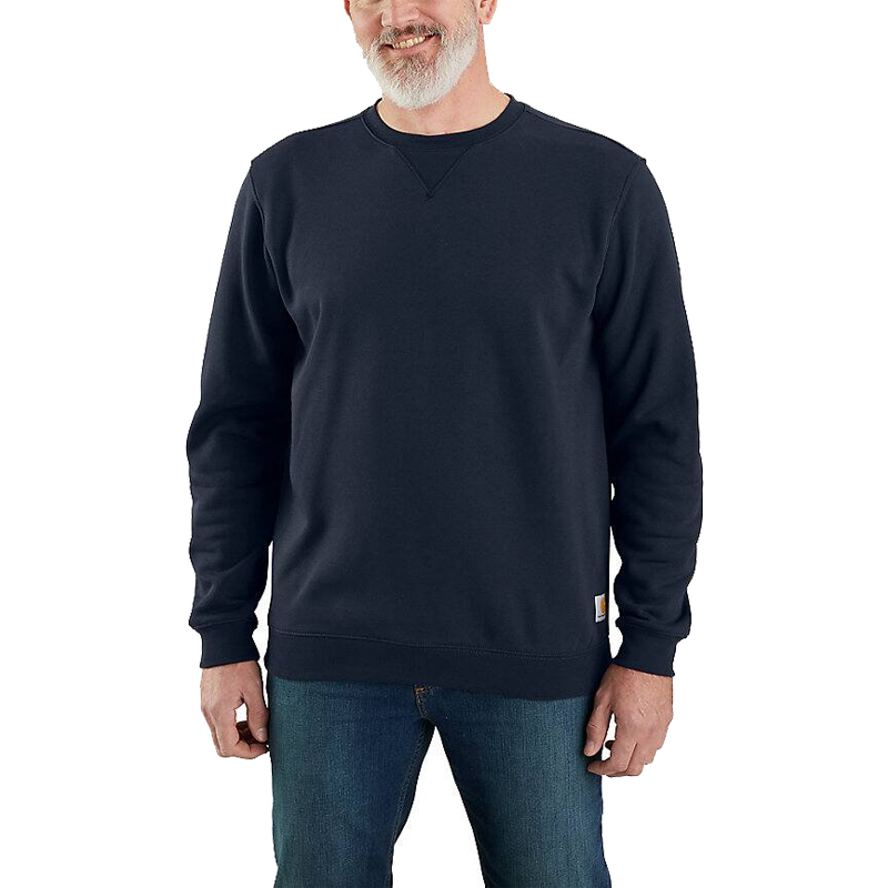 Herren tragen Carhartt K124 Marquette Sweatshirt aus verstärkter Baumwolle im Loose Fit in Dunkelblau, Vorderansicht