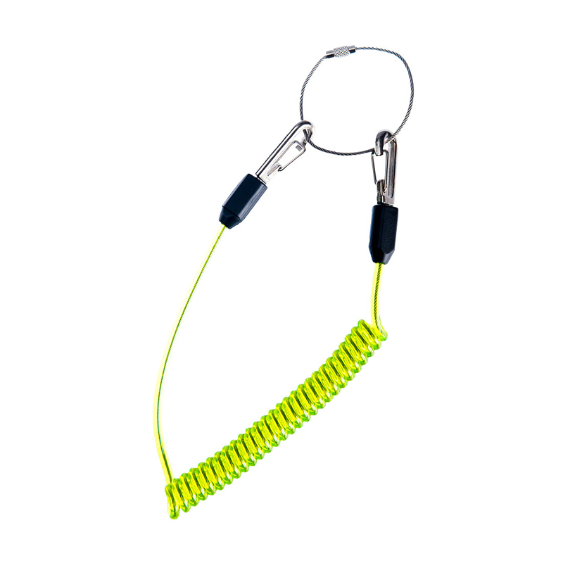 PortWest FP46 Werkzeugsicherung mit dehnbarem Spiralkabel, Drahtschlaufe und Karabiner als Verbindungsmittel für leichte Werkzeuge, 10er-Pack