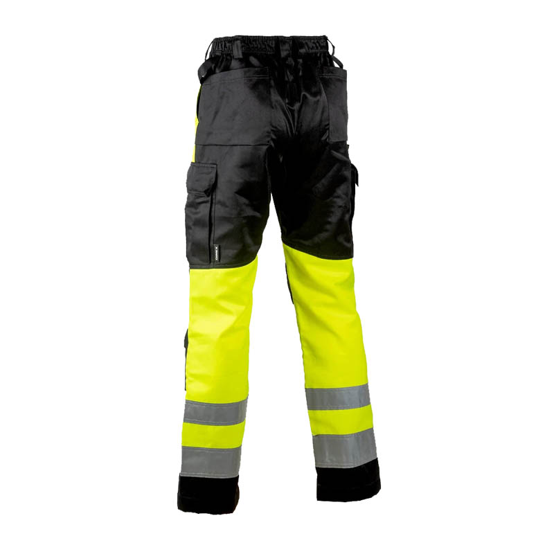 Dimex 6164Y leichte Warnschutz Hose Klasse 1, schwarze Arbeits hose mit gelben Beinen und Reflexstreifen
