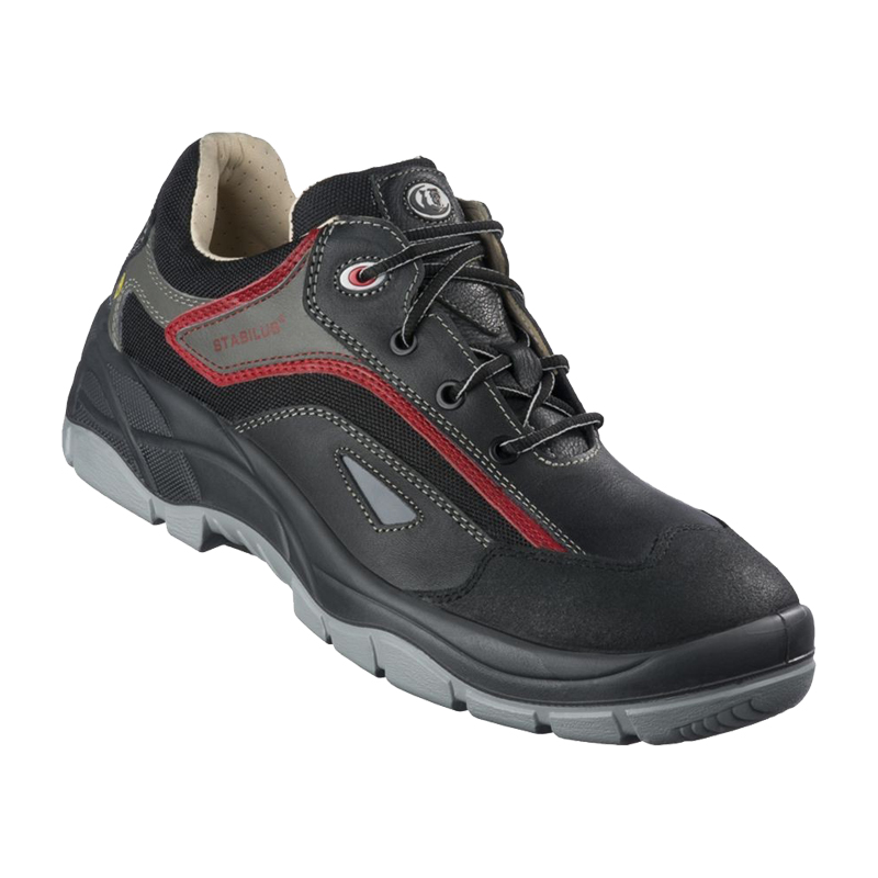 Stabilus Oscar Low ESD S2 Sicherheitsschuh 3213A in Schwarz-Grau, komplett mit Lederfutter und Innensohle aus Leder
