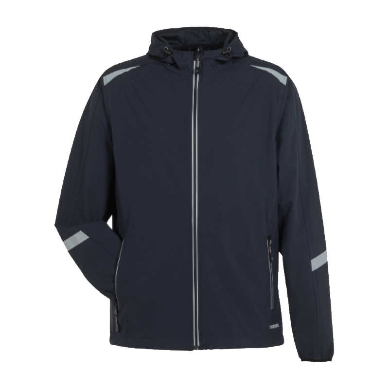 Planam leichte Strato Jacke mit Kapuze und Reflex in Dunkelblau, leichte Arbeitsjacke mit reflektierenden Details und Reißverschluss