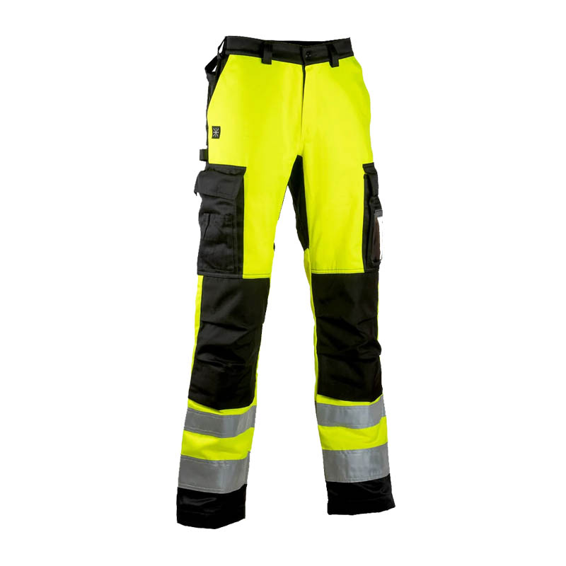 Dimex 6164Y leichte Warnschutz Hose Klasse 1 in Gelb-Schwarz mit Reflexstreifen und praktischen Seitentaschen