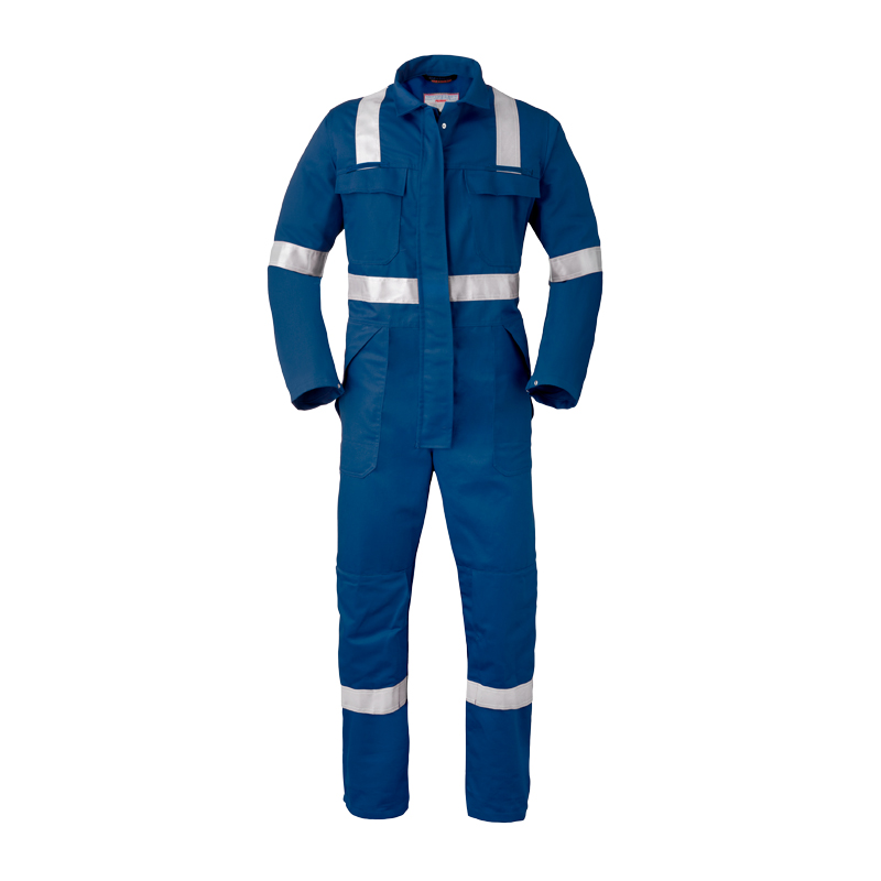 HaVeP 5Safety 2033 MultiNorm Overall APC1, blauer Schutzoverall mit langen Ärmeln und silbernen Reflexstreifen für hohe Sichtbarkeit