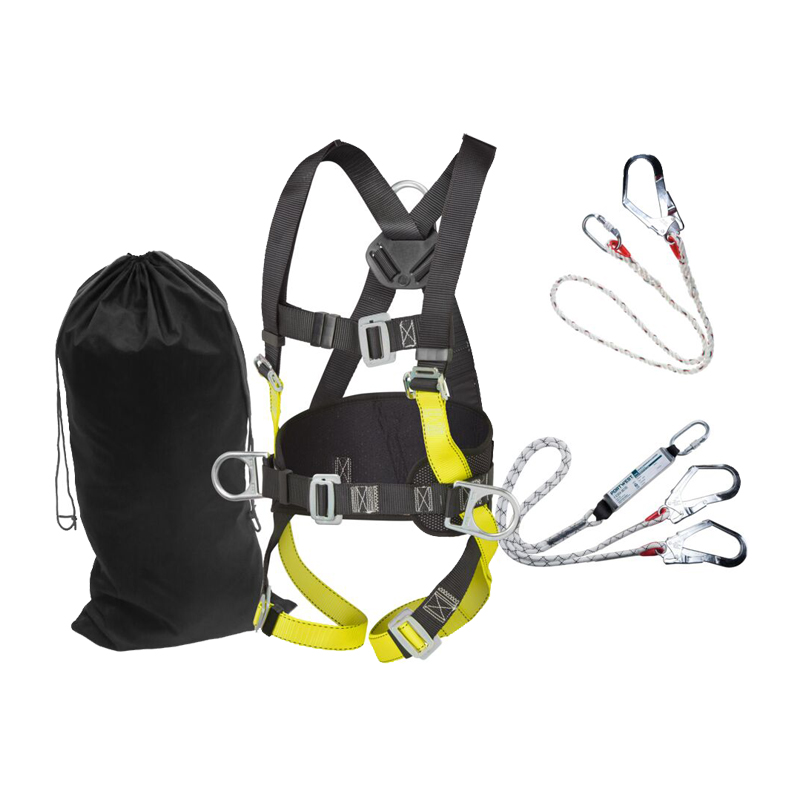 PortWest FP65 Fallschutz-Set Komfort für Gerüstbauer mit 2-Punkt-Auffanggurt, Halteseil, Karabinerhaken, Gerüsthaken und Nylonbeutel, komplett bis max. 100 kg