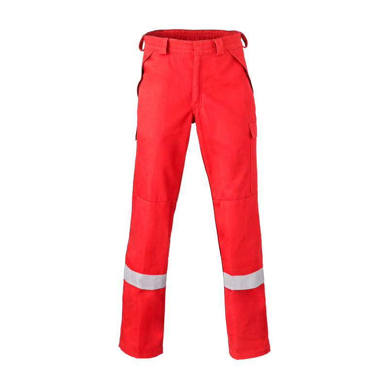 HaVeP 5Safety 8775 MultiNorm Hose APC1, rote Arbeitshose mit Reflexstreifen an den Beinen, Frontansicht