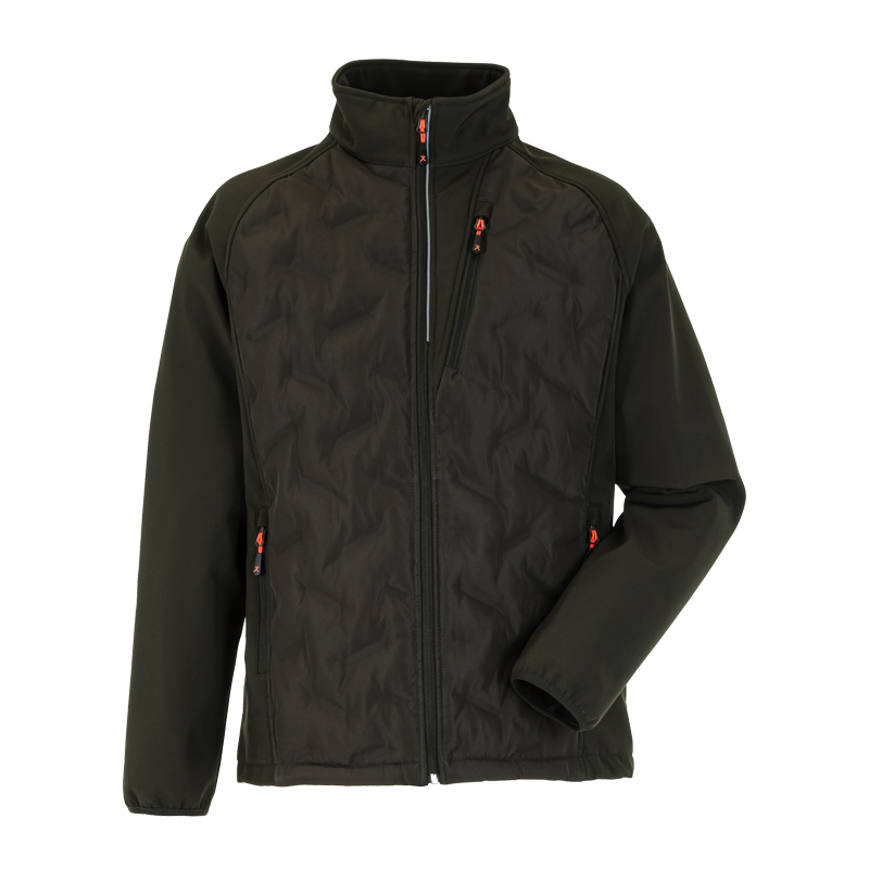 Planam Strike Jacke mit Stepp und Reflexbiesen von Planam in Schwarz, Arbeitsjacke mit Steppfront, Stehkragen, Reißverschluss und Reflexbiesen, Frontansicht
