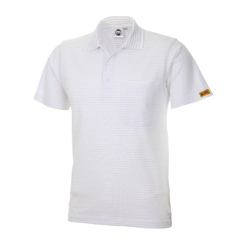 Mimoza Herren Poloshirt in Weiß mit feinen Streifen, kurzer Knopfleiste, Brusttasche und kurzen Ärmeln