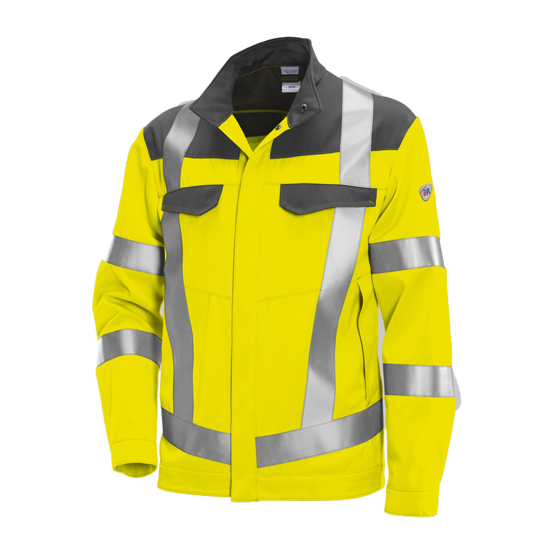 BP 2212 MultiNorm Hi-Vis Jacke 4 kA | APC1 von BP Bierbaum Proenen, Warnschutzjacke in Gelb mit grauen Einsätzen und umlaufenden Reflexstreifen