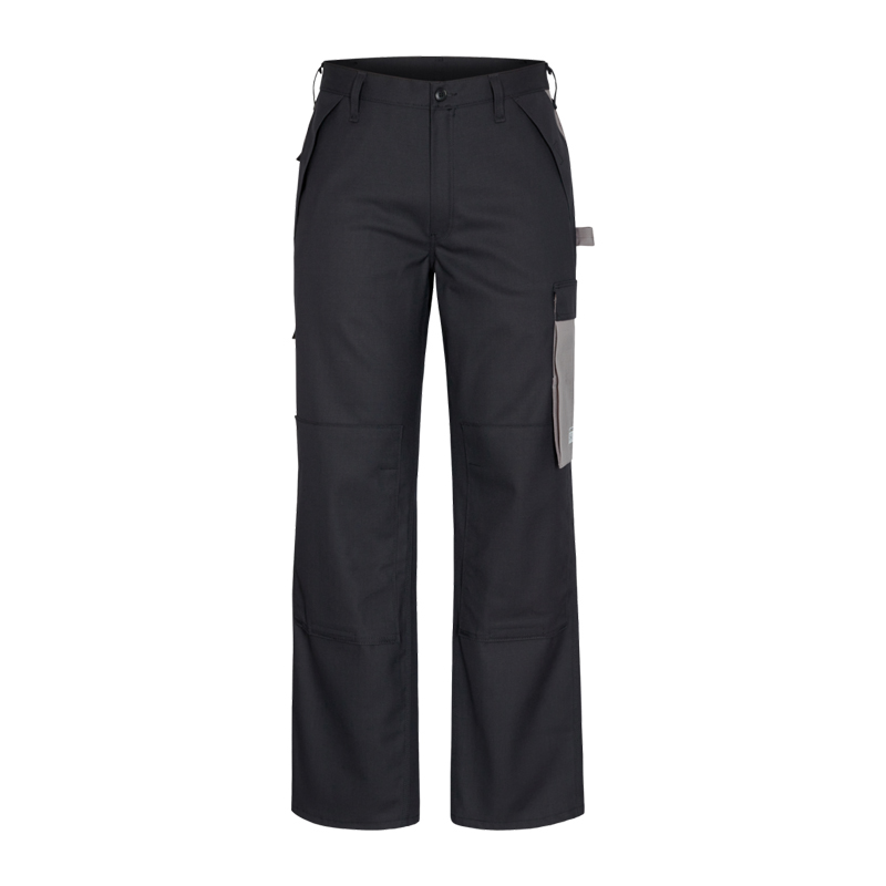 Engel Safety+ 2234-825 MultiNorm-Hose robust 4 kA APC1 in Schwarz/Grau, antistatische und flammhemmende Arbeitshose mit verstärkten Taschen für Industrie und Werkstatt