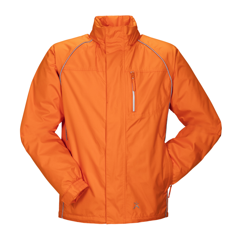 Planam Monsun Regen Jacke in Orange, wasserdichte und atmungsaktive Outdoor- und Arbeitsjacke mit Stehkragen und Brusttasche