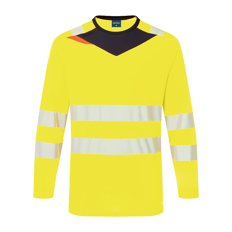 PortWest DX416 Hi-Vis Warnschutz T-Shirt langarm Klasse 2