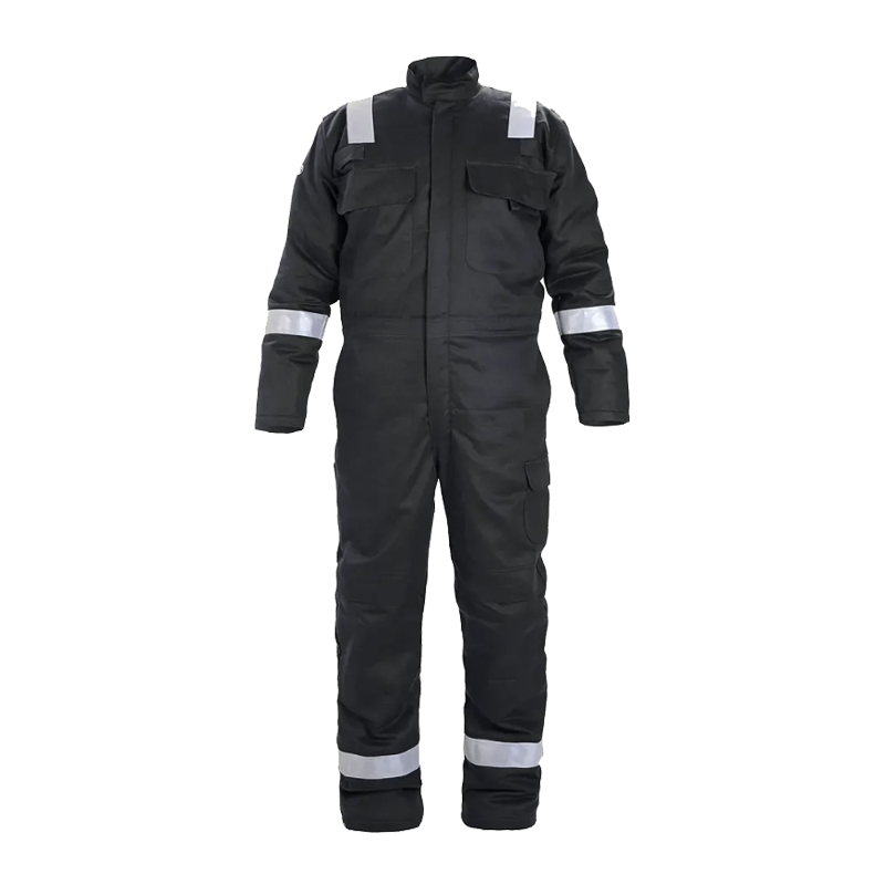 HydroWear Arbeitsoverall in Schwarz mit silbernen Reflexstreifen an Schultern, Ärmeln und Beinen, robuster Schutzanzug mit Reißverschluss und Taschen