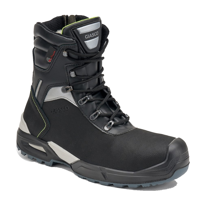 Schwarzer GIASCO Sicherheitsstiefel mit hohem Schaft, Schnürung, verstärkter Zehenkappe und rutschfester Profilsohle