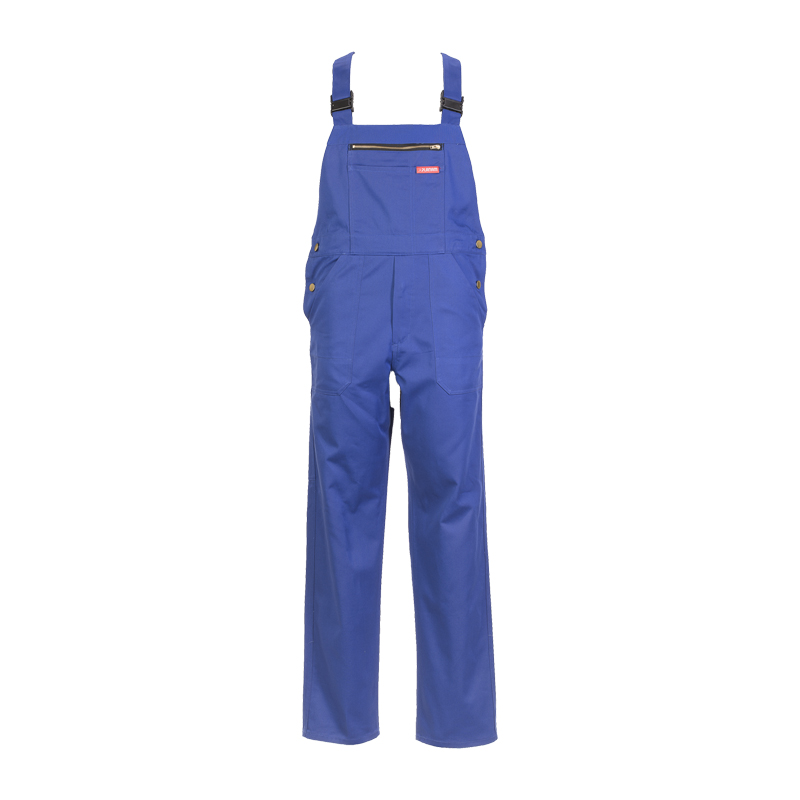 Planam MG 290 Arbeitslatzhose aus verstärkter Baumwolle in Kornblumenblau, robuste Latzhose mit Brusttasche für Handwerk, Werkstatt und Industrie
