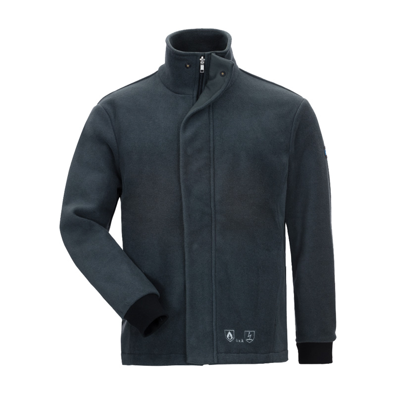 HB Protective Wear HB MultiPro MultiNorm Fleece Jacke 4 kA | APC1 in Dunkelgrau, schützende Arbeitsjacke in Frontansicht