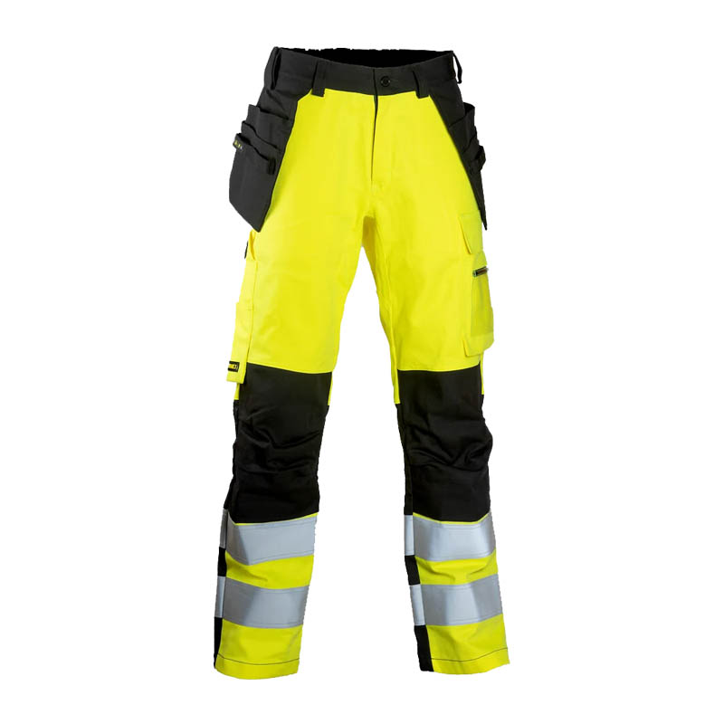 Dimex 6439 MultiNorm Warnschutz Hose mit Holstertaschen, gelb-schwarze Arbeitshose mit Reflexstreifen und hoher Sichtbarkeit