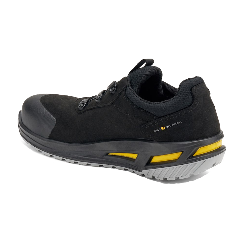 Giasco 3Move ESD Lynx ergonomischer Sicherheitshalbschuh S3L in Schwarz mit ESD-Schutz, metallfreier Ausstattung und 3MOVE-Sohle, Seitenansicht