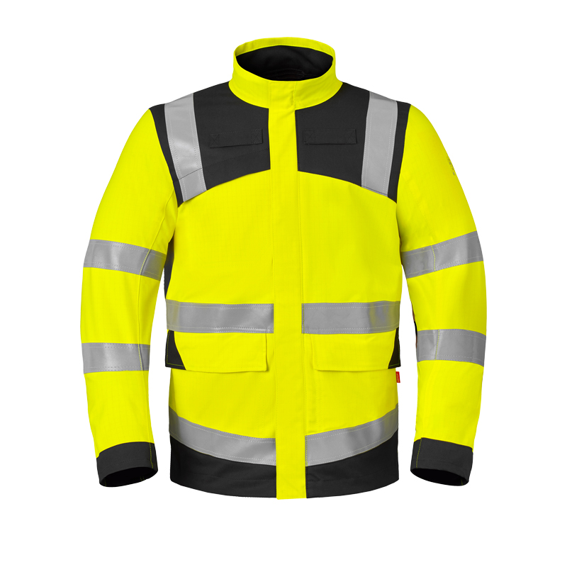HaVeP Multi Protector+ BW Warnschutz Jacke Klasse 1 APC1, gelbe Arbeitsjacke mit schwarzen Kontrasten und umlaufenden Reflexstreifen