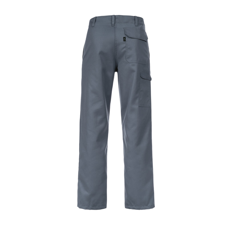 Graue HB CHEMcomfort Antistatic Chemikalienschutz Hose von HB Protective Wear, Rückansicht mit geradem Bein und praktischen Taschen