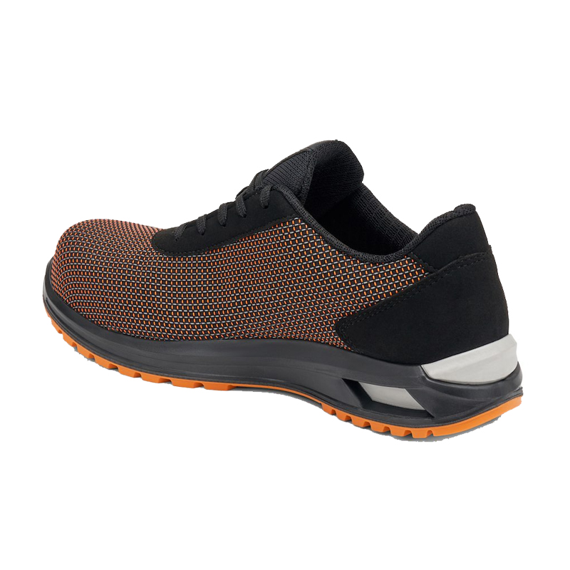 Giasco 3Hybrid ESD Burgaz Sicherheitsschuh S1PL, niedriger Arbeitsschuh in Schwarz-Orange mit atmungsaktivem Obermaterial, dreischichtiger PU-Sohle und hoher Dämpfung