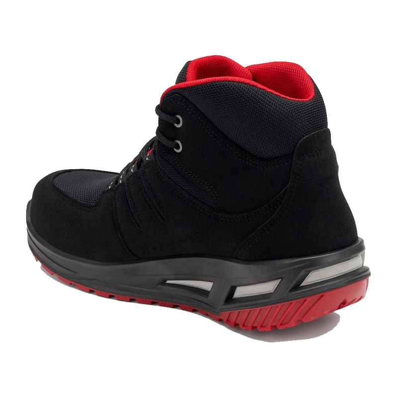 Giasco 3Move ESD Tiger Sicherheitsstiefel ergonomisch S3 in Schwarz-Rot, knöchelhoch, metallfrei mit ESD-Schutz und 3MOVE-PU-Sohle