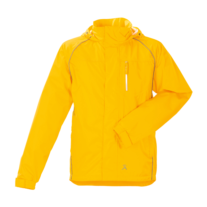 Planam Monsun Regen Jacke wasserdicht atmungsaktiv, gelbe Regenjacke mit Kapuze und Brusttasche