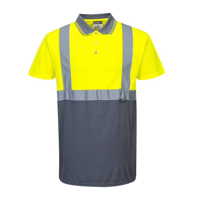 PortWest S479 Warnschutz Polo Shirt kurzarm kontrast Klasse 1