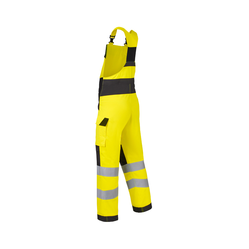 HaVeP Multi Protector+ MultiNorm Warnschutz Latzhose Klasse 2 APC1, gelbe MultiNorm-Latzhose mit Reflexstreifen und Seitentasche