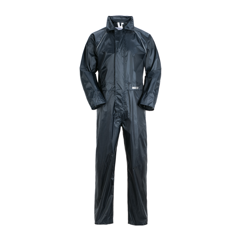 Planam Outdoor Aqua Regenoverall wasserdicht in Dunkelblau, einteiliger Regenanzug aus PU-beschichtetem Polyester für zuverlässigen Rundumschutz bei Nässe