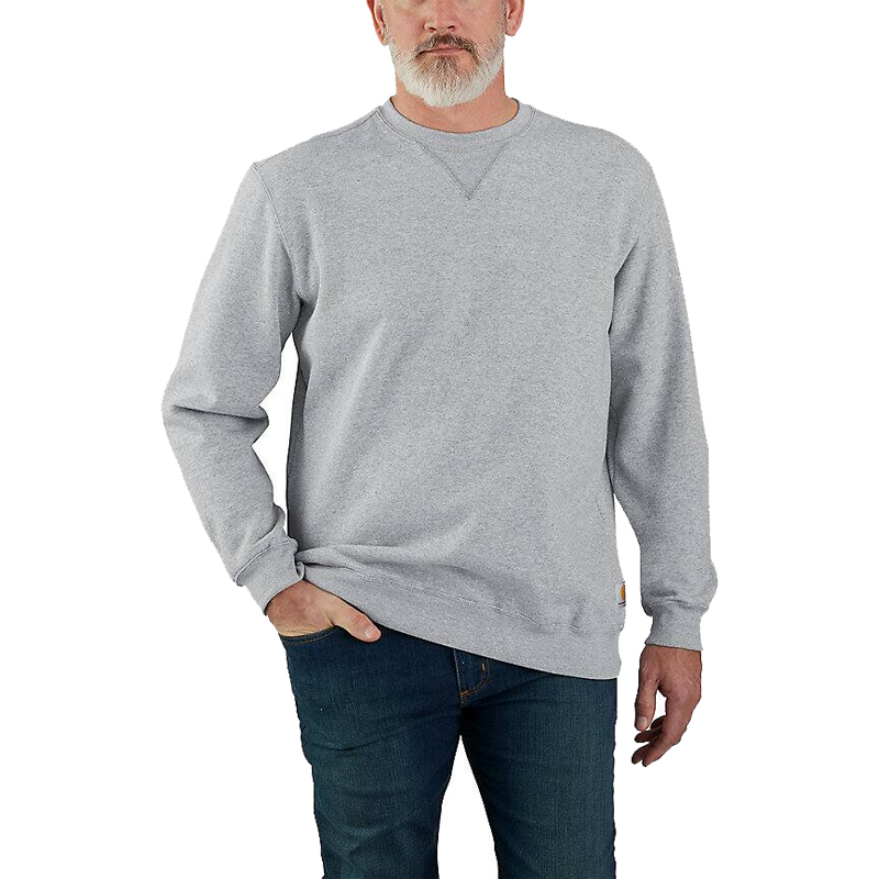Herren tragen das graue Carhartt K124 Marquette Sweat Shirt aus verstärkter Baumwolle im Loose Fit, Vorderansicht