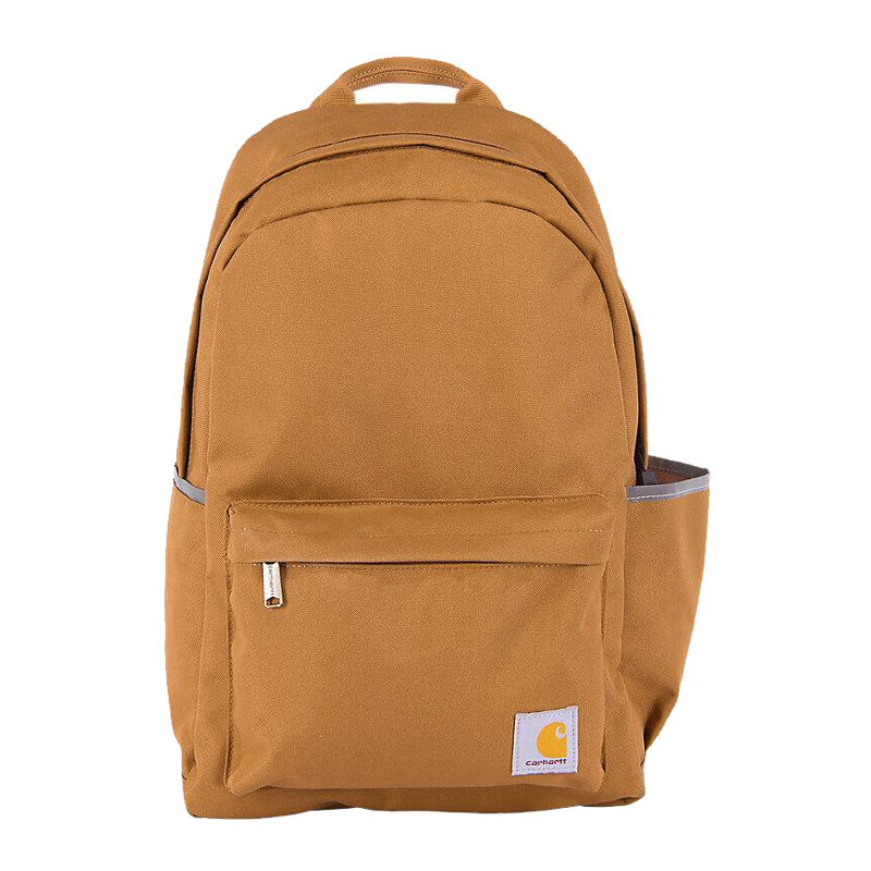 Brauner Carhartt Rucksack mit 21 Litern Volumen, robust, gepolstert und wasserabweisend, mit Frontfach und seitlichen Taschen