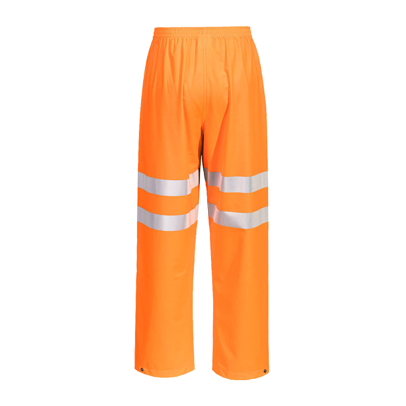 PortWest RT51 RIS Warnschutz Ultra Regenhose Klasse 2, orange, wasserdicht und atmungsaktiv, mit Reflexstreifen und elastischem Bund