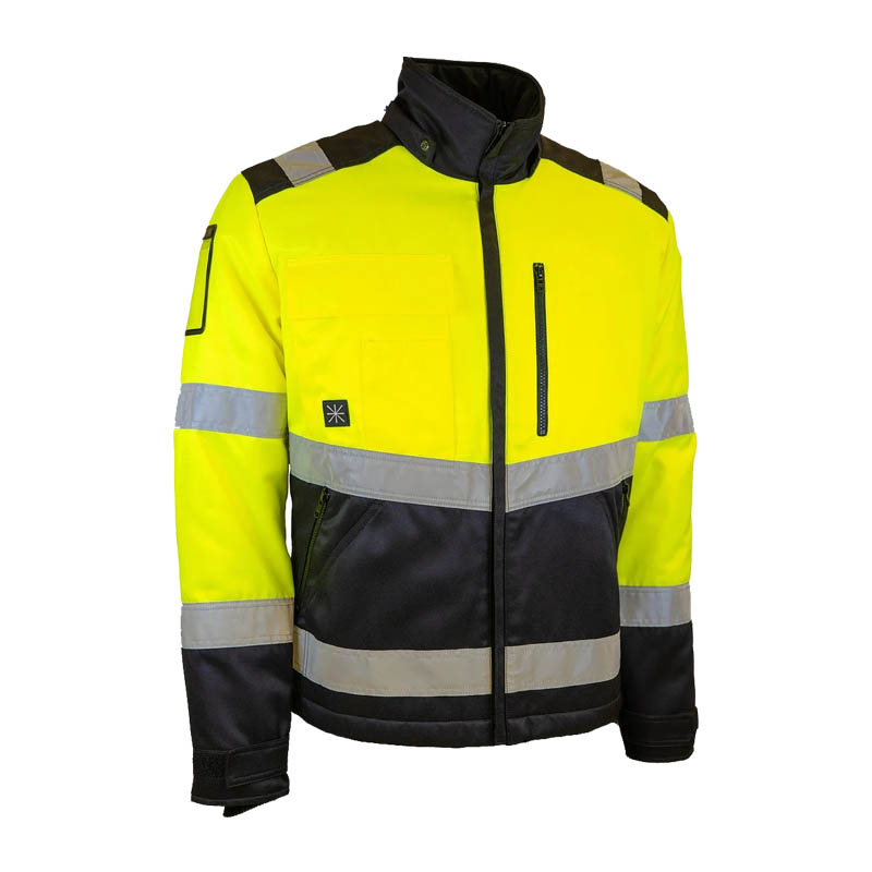 Dimex 61751Y Winter Warnschutz Hi-Vis Jacke Klasse 2, gelb-schwarze Arbeitsjacke mit hohem Kragen und Reflexstreifen