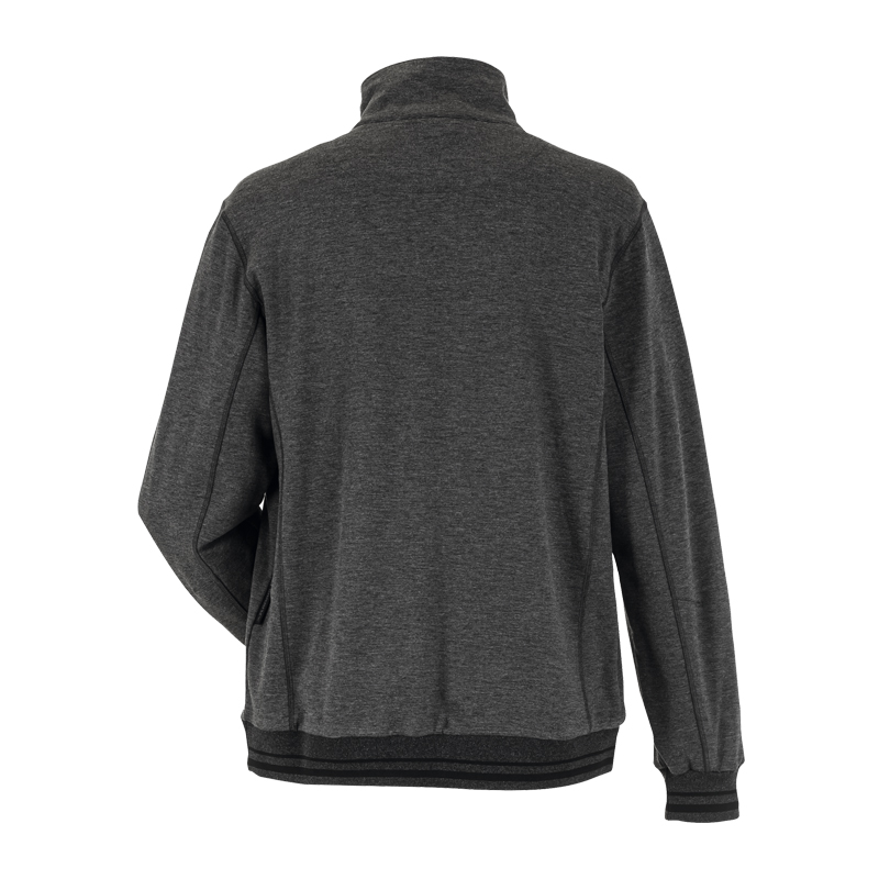 Rückansicht des Planam Outdoor Match Troyer mit Strickbündchen in Dunkelgrau, funktioneller Outdoor-Pullover mit Stehkragen