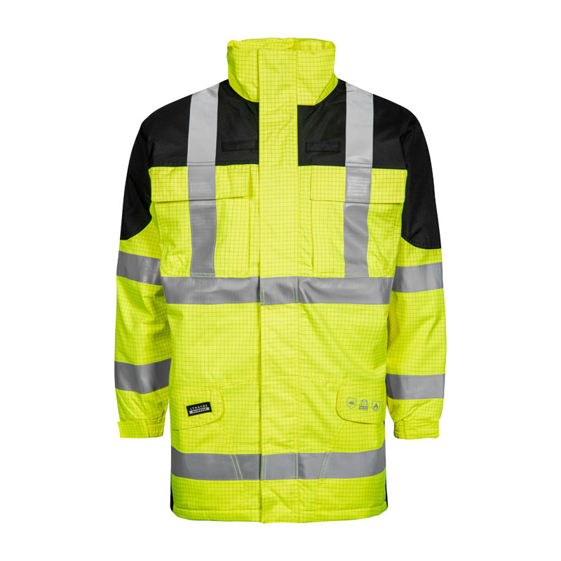 Lyngsøe FR-LR11411 flammhemmende Hi Vis Warnschutz Regenjacke gefüttert