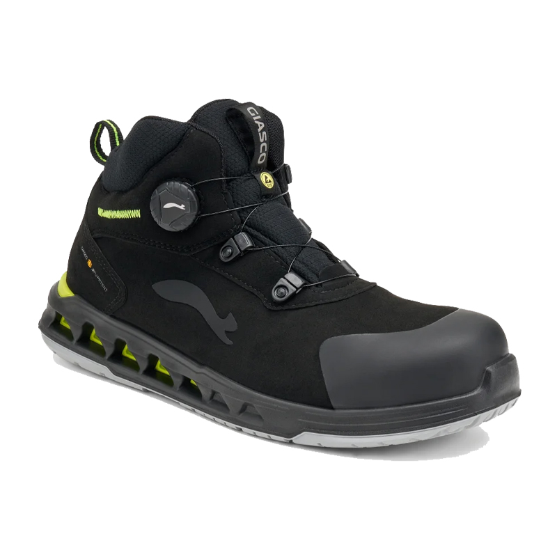 Giasco 3Cloud ESD Cosmo Sicherheitsstiefel | S3L, schwarzer Arbeitsstiefel mit ESD-Schutz, Drehverschluss, robuster Zehenschutzkappe und profilierter Sohle