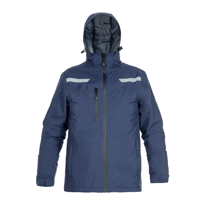 Hydrowear HydroWear Bonn Regenjacke Simply No Sweat Light Klasse 4/4, blaue wasserdichte Arbeitsjacke mit Kapuze und Reflexdetails