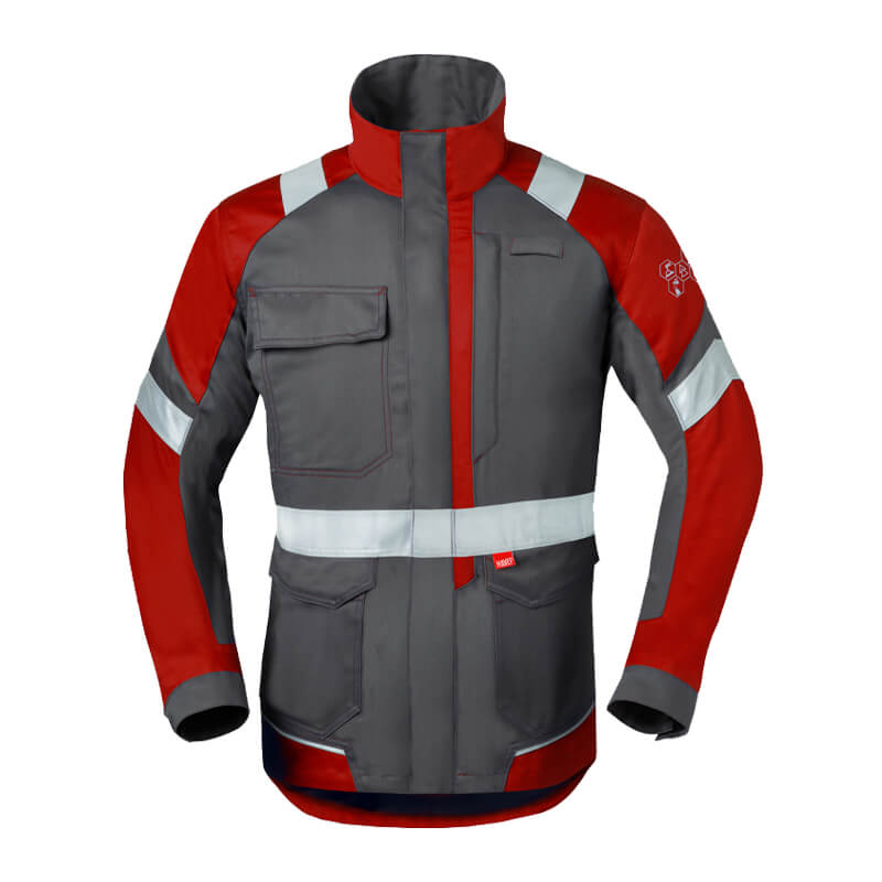 HaVeP 5Safety Image+ 50285 MultiNorm Jacke APC1 von HaVeP, grau-rot, mit Stehkragen, Taschen und umlaufenden Reflexstreifen