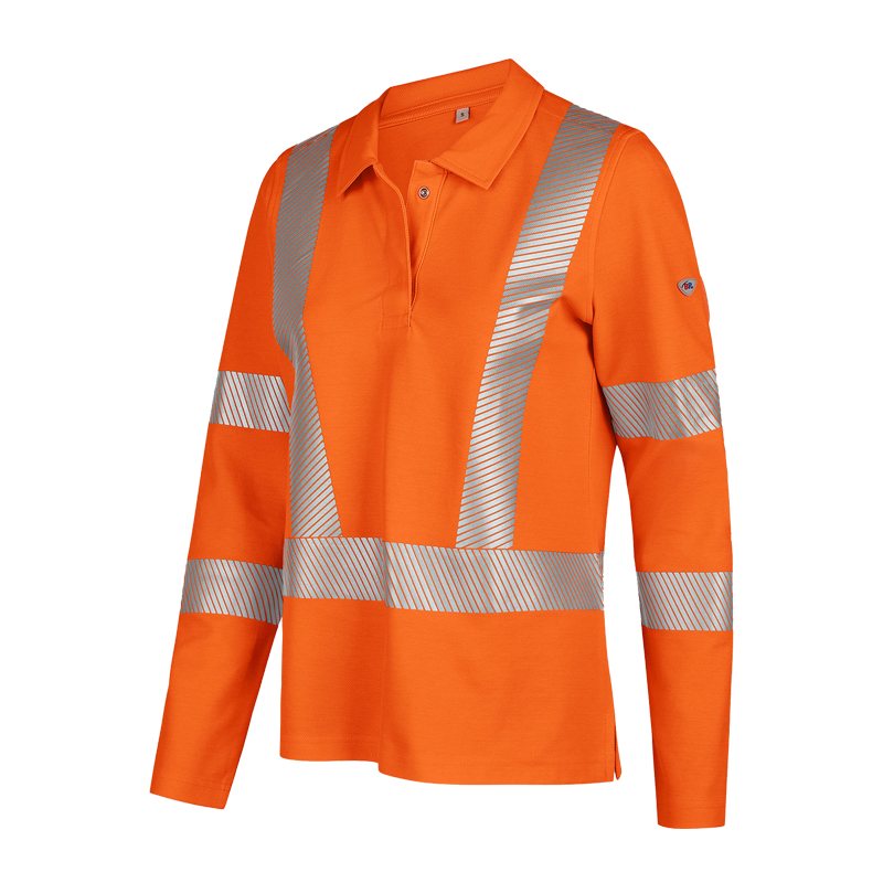 BP Bierbaum Proenen BP 2147 Warnschutz Damen langarm Polo Shirt Klasse 2 in Orange mit Reflexstreifen