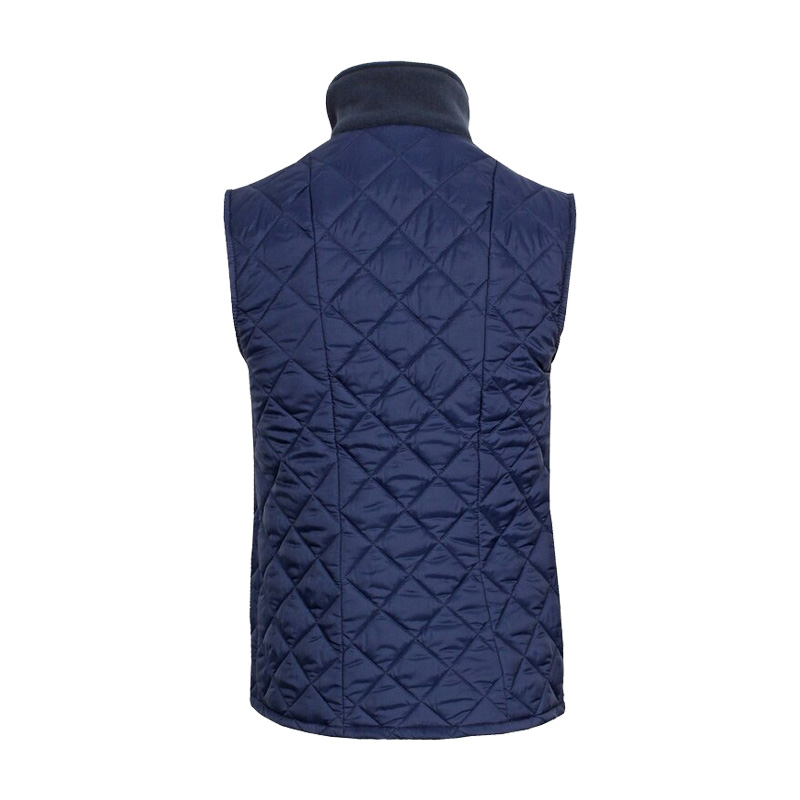 Rückansicht der TEMPEX THERMO Damen Weste von HB Protective Wear in Navy, gesteppte Thermoweste mit hohem Kragen für kühle Umgebungen und Kühlhäuser